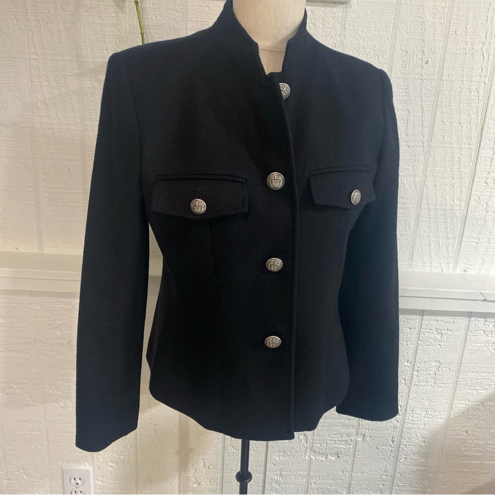 Clifford & Will Black Wool Blazer Pewter Buttons Pockets Size 6 Classic Preppy